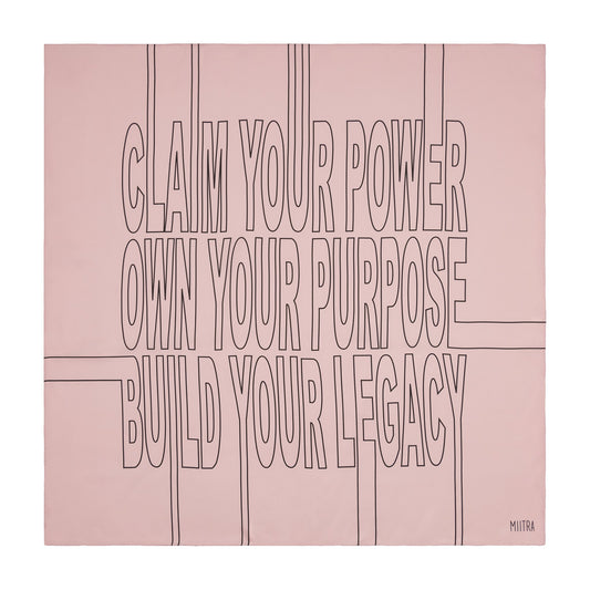 Pink silk scarf saying claim your power, own your purpose, build your legacy?id=22984578400443
