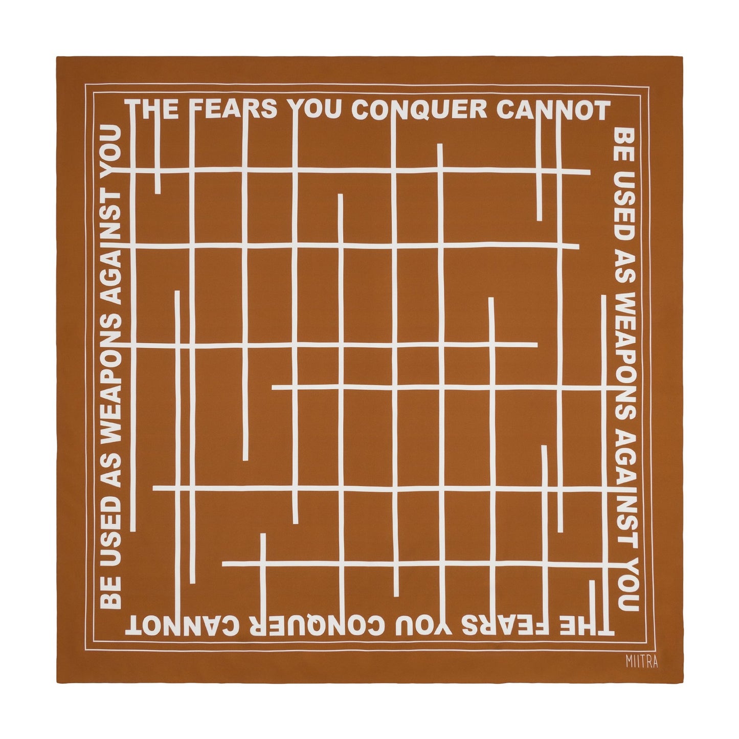 Brown silk scarf that says the fears you conquer cannot be used as weapons against you?id=22984469872827